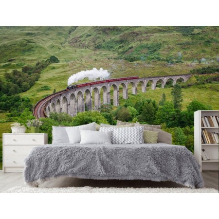 Фотообои Поезд на мосту в спальне