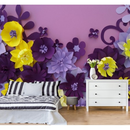 Фотообои Яркие бумажные цветы для спальни