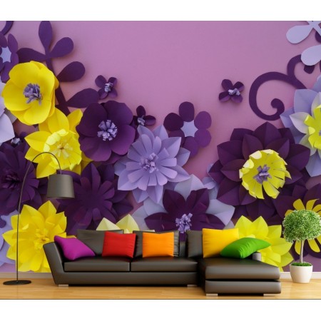 Фотообои Яркие бумажные цветы в комнату