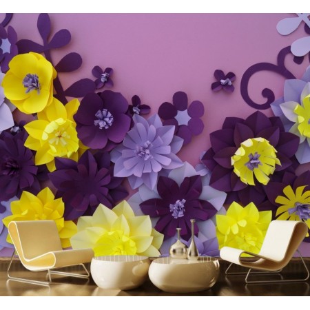 Фотообои Яркие бумажные цветы на стену