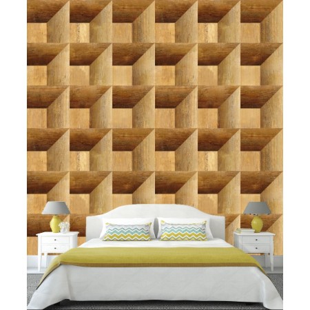 Фотообои Абстрактные деревянные кубы в интерьере