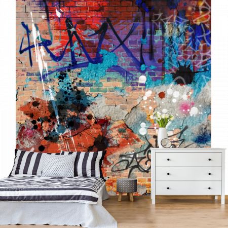 Фотообои Граффити на кирпиче для спальни