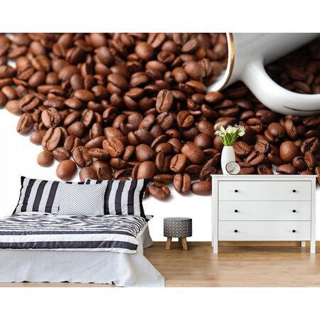 Фотообои Кофейные зерна на столе для спальни
