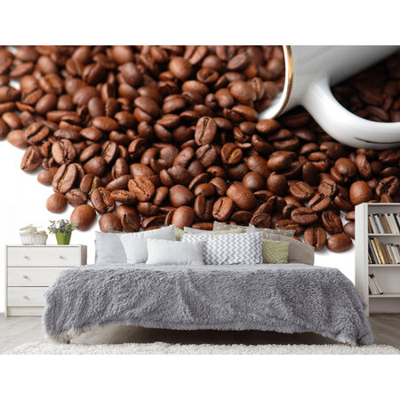 Фотообои Кофейные зерна на столе в спальне