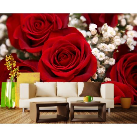 Фотообои Красные розы в гостинной