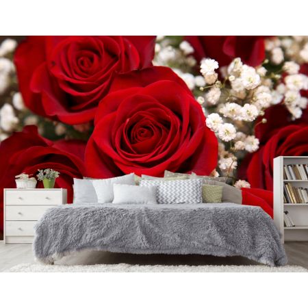 Фотообои Красные розы в спальне