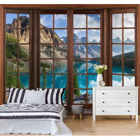 Фотообои Терраса с видом на горное озеро для спальни
