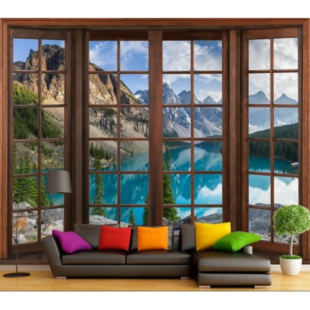 Фотообои Терраса с видом на горное озеро в комнату