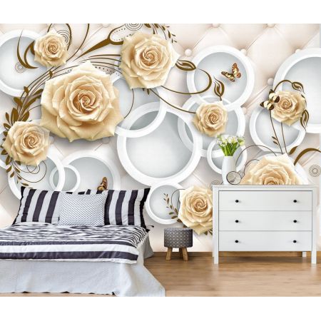 Фотообои Розы с бабочками для спальни