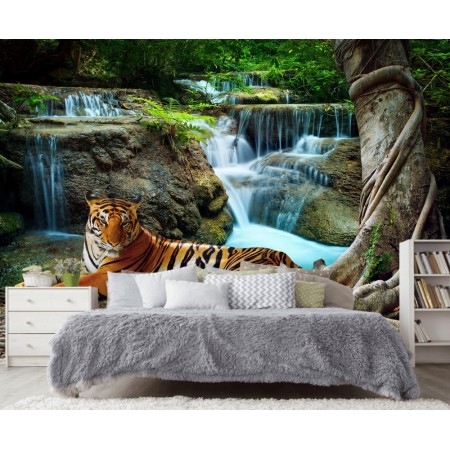 Фотообои Тигр в спальне