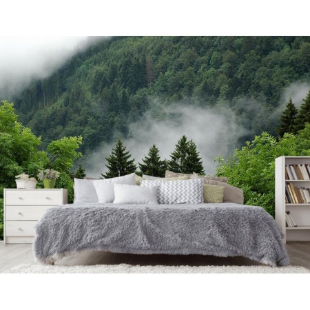 Фотообои Туман в горах в спальне