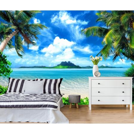 Фотообои Пальмы и берег моря для спальни