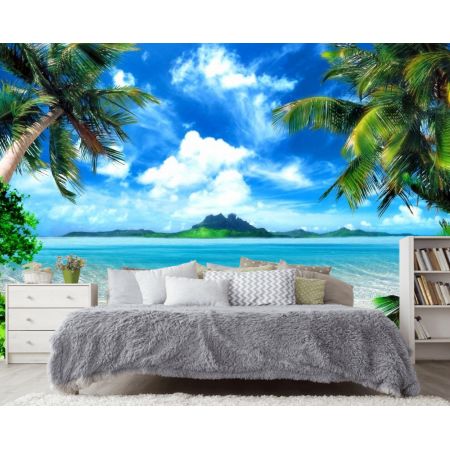 Фотообои Пальмы и берег моря в спальне