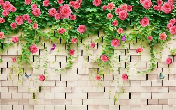 Фотообои Кирпичная стена и розы