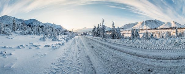 Фотообои Панорама зимней трассы